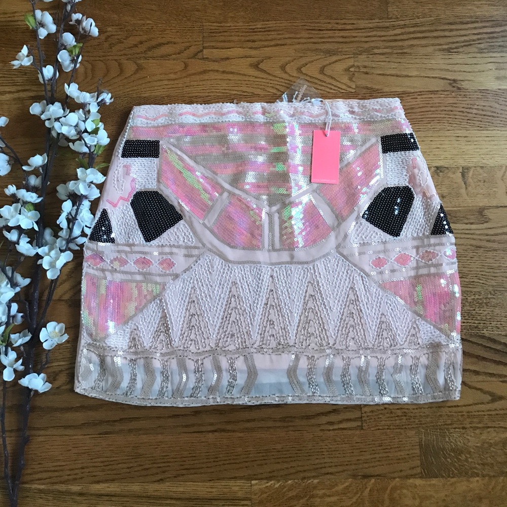 Lulumari Sequin beaded mini skirt size Large